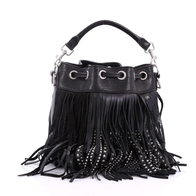 Saint Laurent Emmanuelle Bucket Bag Studded Leather Small In Good Condition In NY, NY