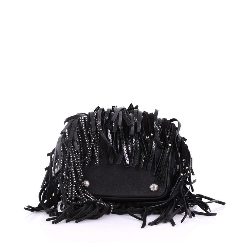 Women's Saint Laurent Emmanuelle Bucket Bag Studded Leather Small