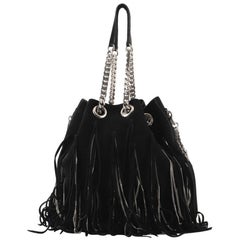 Saint Laurent Emmanuelle Chain Bucket Bag Chain Fringe Suede Medium