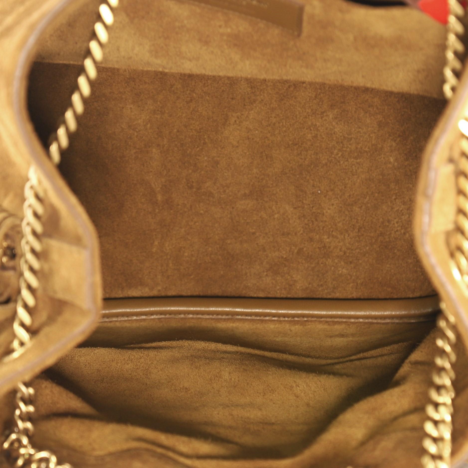 Women's Saint Laurent Emmanuelle Chain Bucket Bag Fringe Suede Small