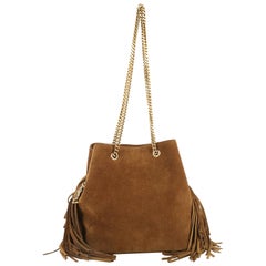 Saint Laurent Emmanuelle Chain Bucket Bag Fringe Suede Small