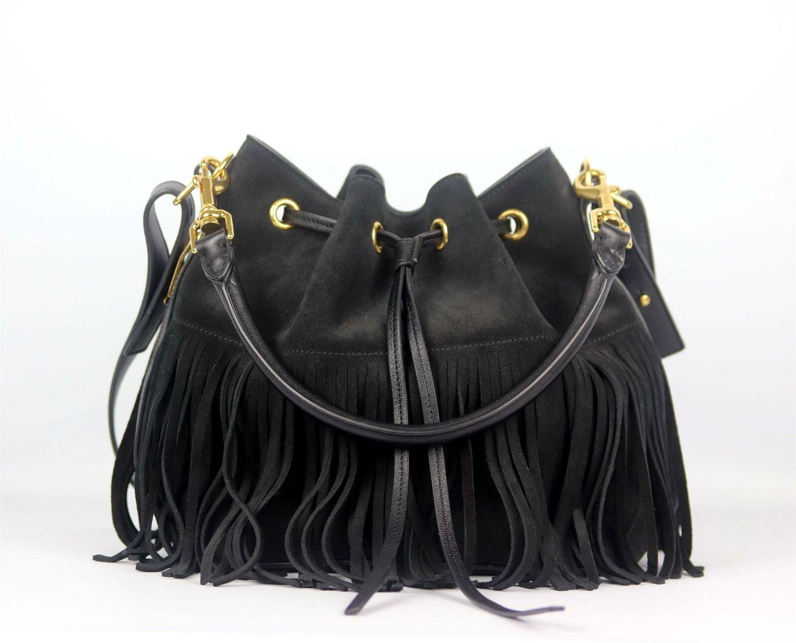 We're obsessed with bucket bags right now, and the 'Emmanuelle' from Saint Laurent is at the top of our wish list, the medium style is coloured in a chic black shade and features retro fringing that's perfectly in touch with the season's '70s vibe.