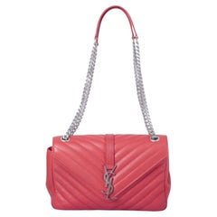 Saint Laurent Envelope Leather Chain Shoulder Bag in Red - '10s