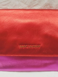 SAINT LAURENT Envelope metallic leather clutch