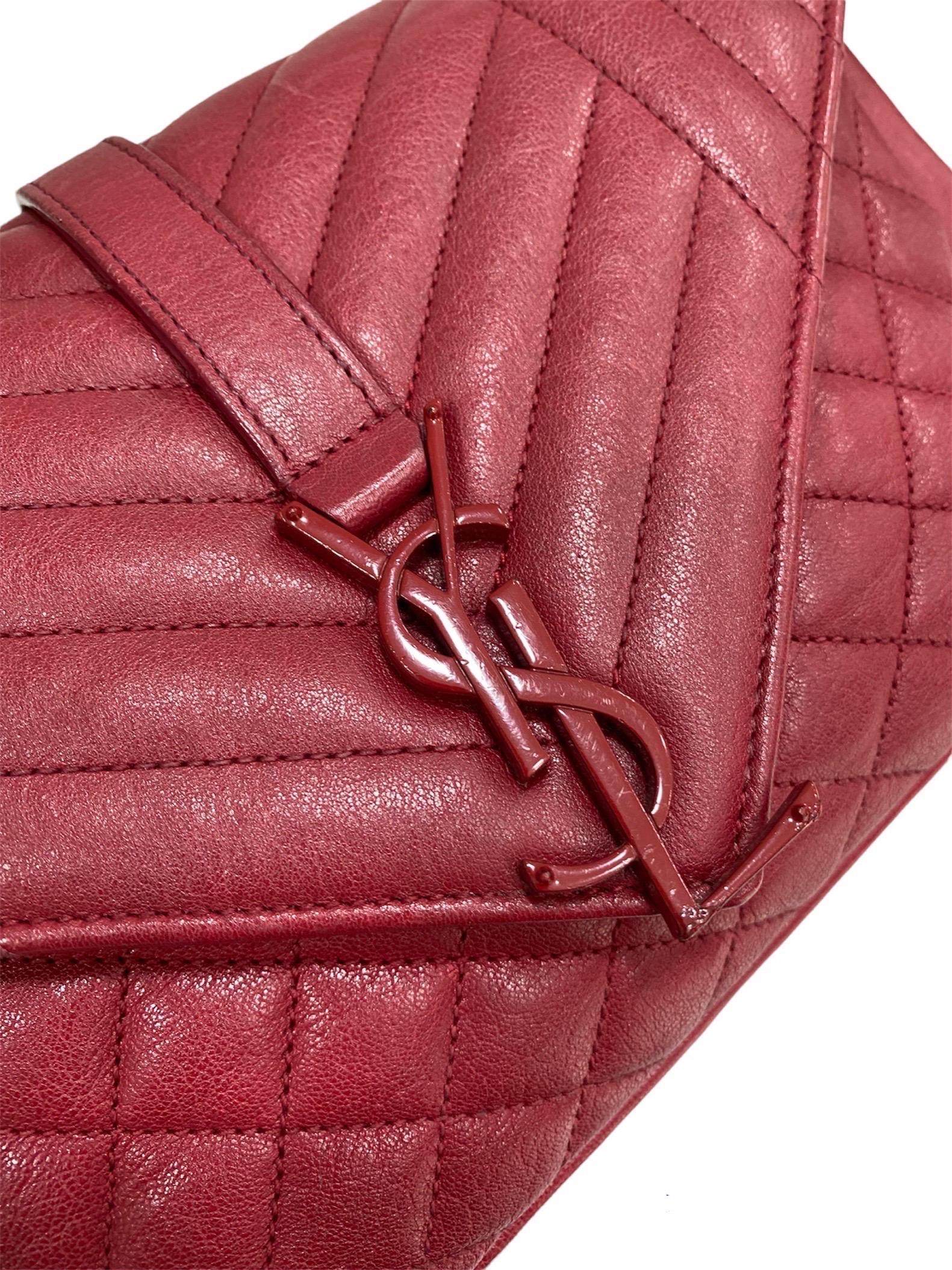 Brown Saint Laurent Envelope Red Shoulder Bag