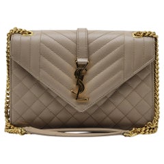 Saint Laurent Envelope Shoulder Bag - Grain de Poudre Leather - Beige