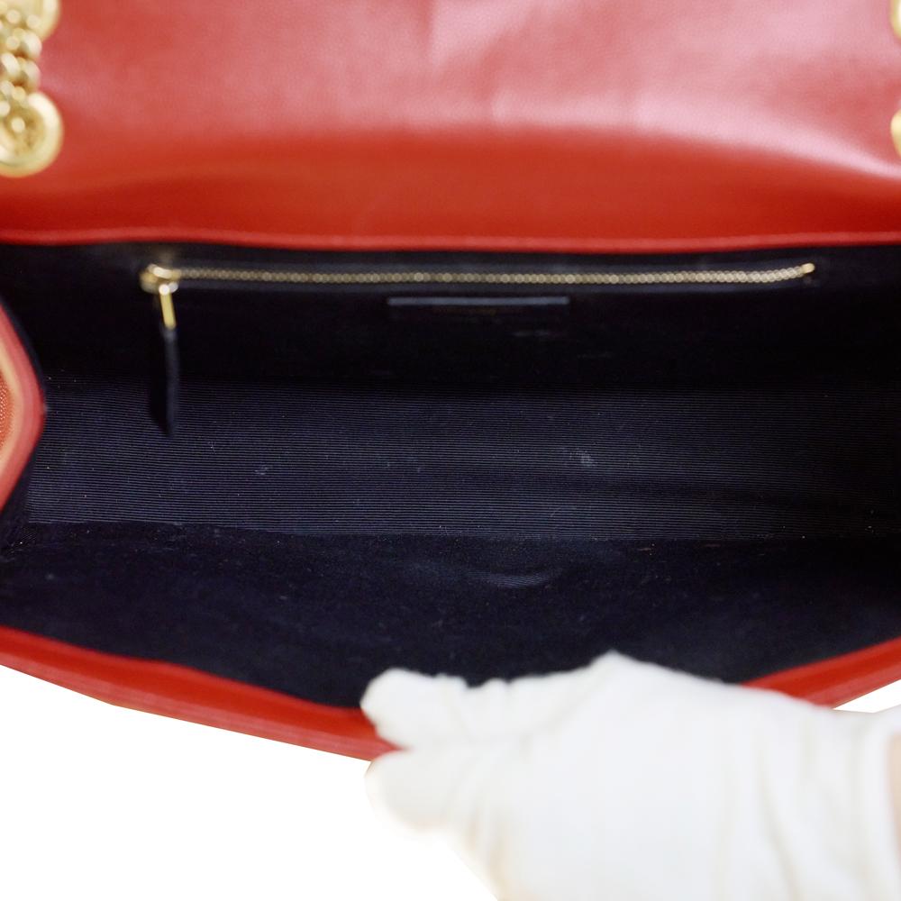 SAINT LAURENT, Enveloppe in red leather In Good Condition For Sale In Clichy, FR