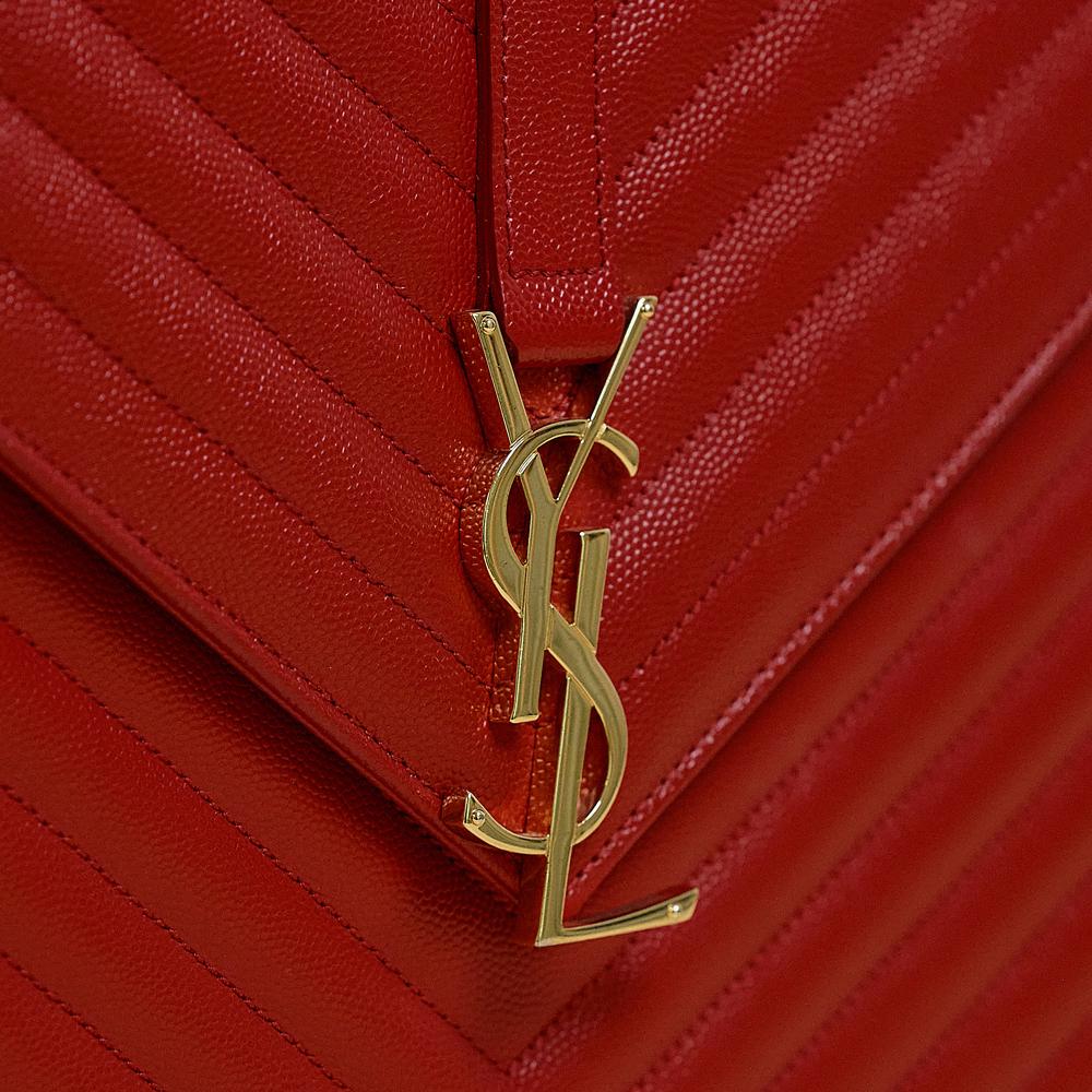 SAINT LAURENT, Enveloppe in red leather For Sale 3