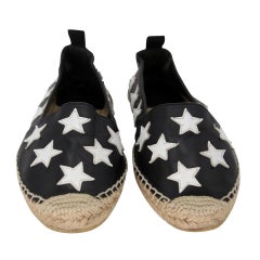 Saint Laurent Espadrille 40 Leather Velvet Stars Flats SL-0402N-0108
