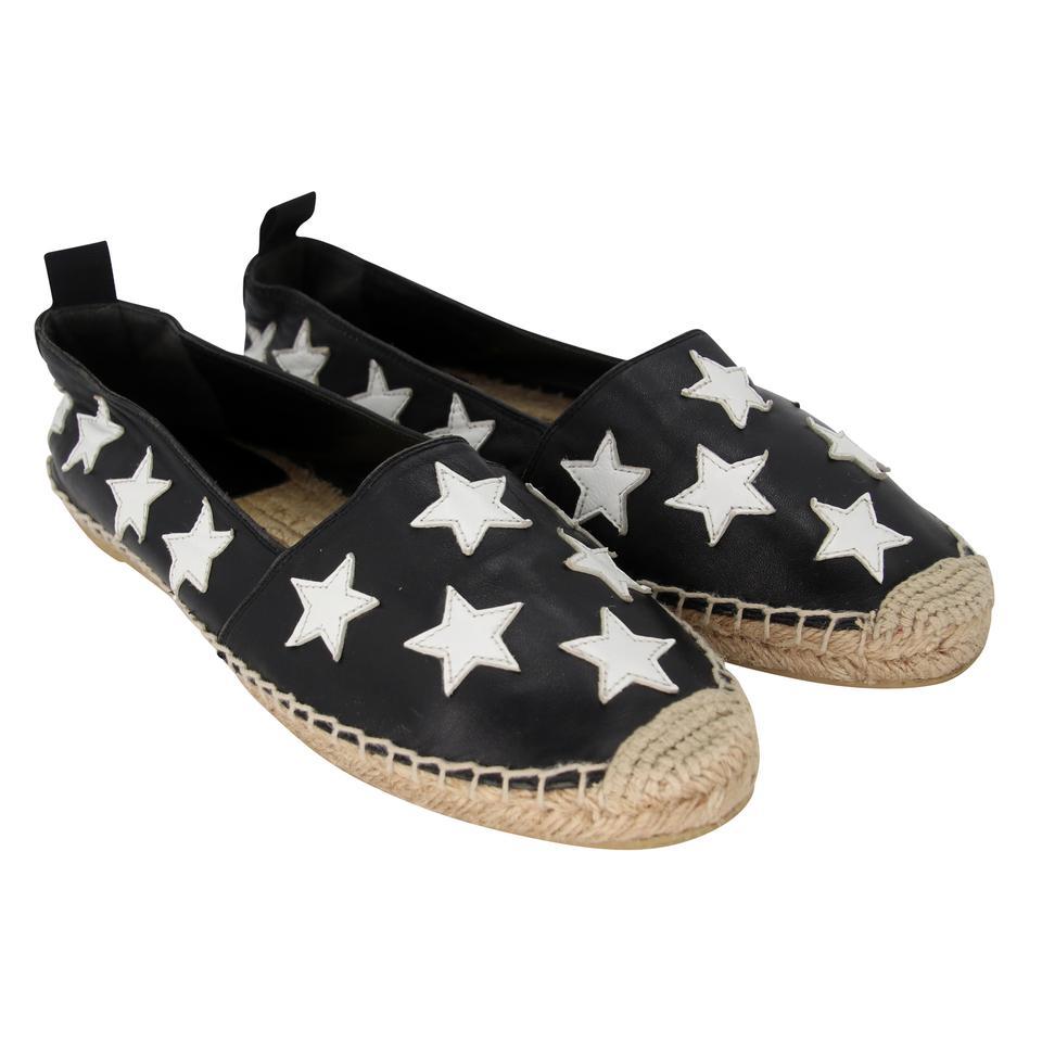 Black Saint Laurent Espadrille 40 Leather Velvet Stars Flats SL-0402N-0108 For Sale