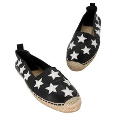Saint Laurent Espadrille 40 flache Schuhe aus Leder und Samt mit Sternen SL-0402N-0108