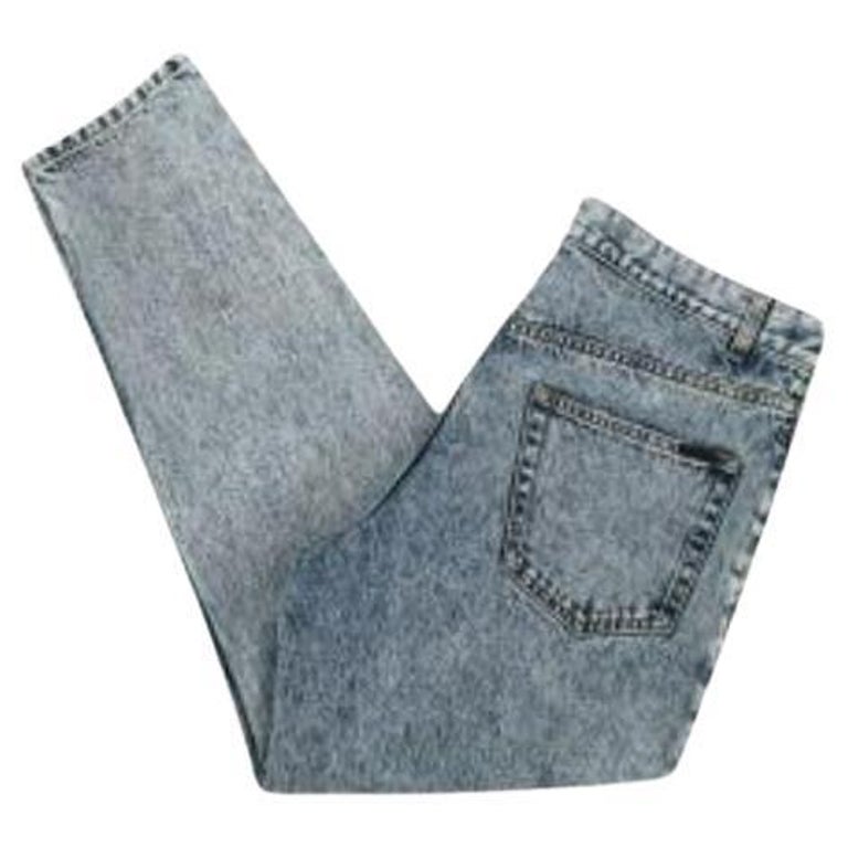Saint Laurent Etienne Heavy Marble Blue Washed Jeans For Sale at 1stDibs