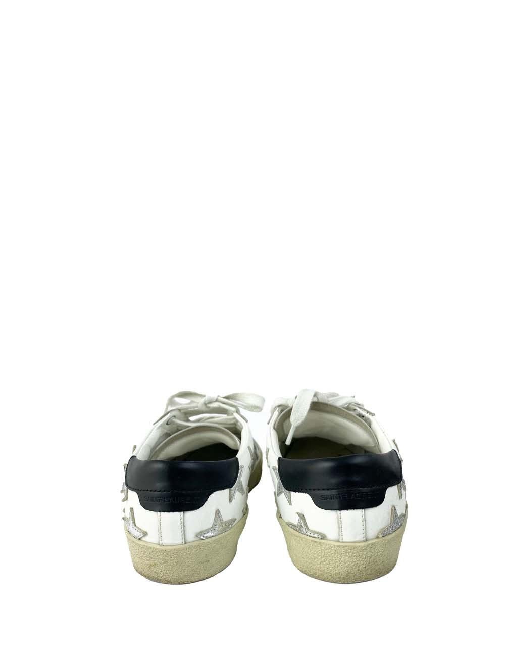 Women's Saint Laurent EU 38.5 White Sneakers with White Laces For Sale