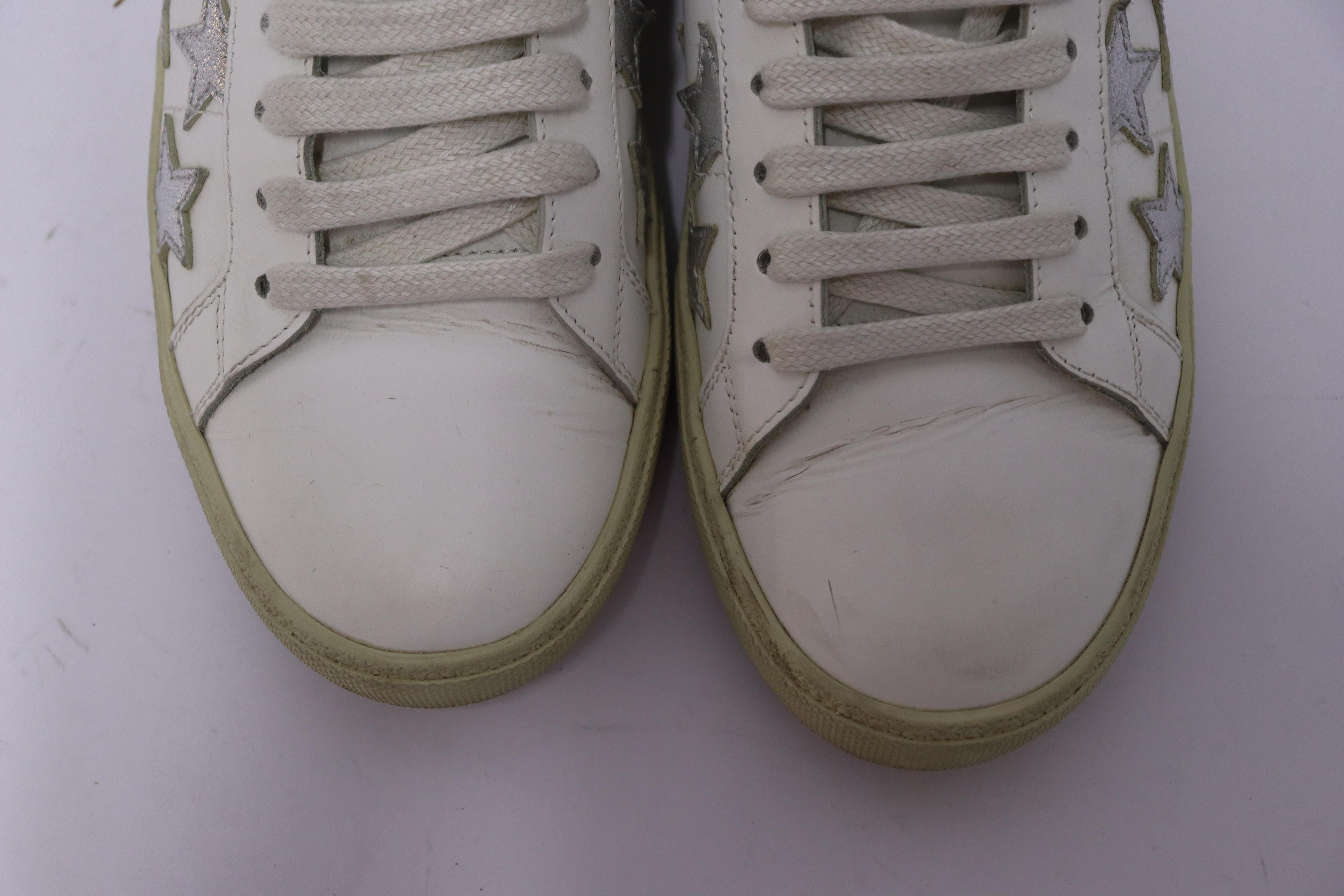 Saint Laurent EU 38.5 White Sneakers with White Laces For Sale 1