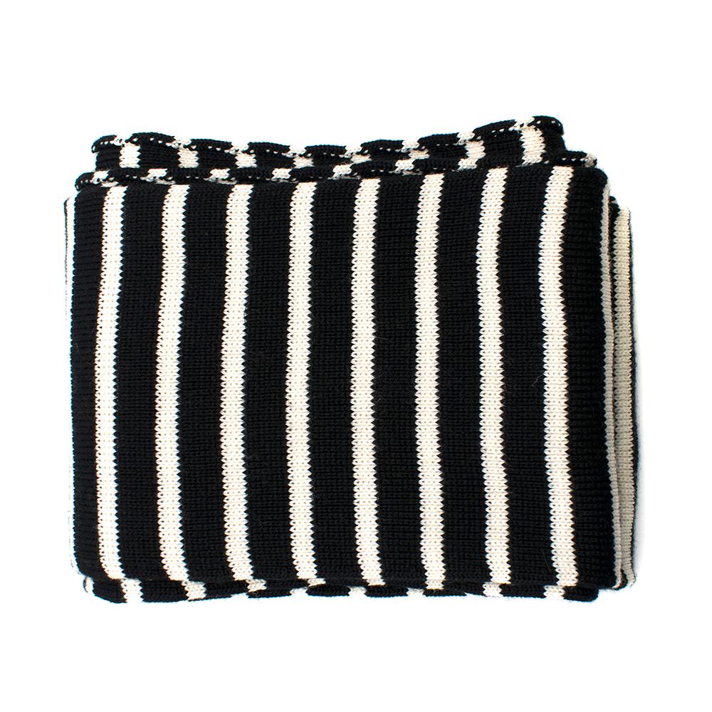 Saint Laurent Extra Long Striped Black & White Knit Scarf 1