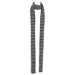 Saint Laurent Extra Long Striped Black & White Knit Scarf