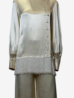 Saint Laurent F/W 1969 Fringed Satin Silk Evening Ensemble