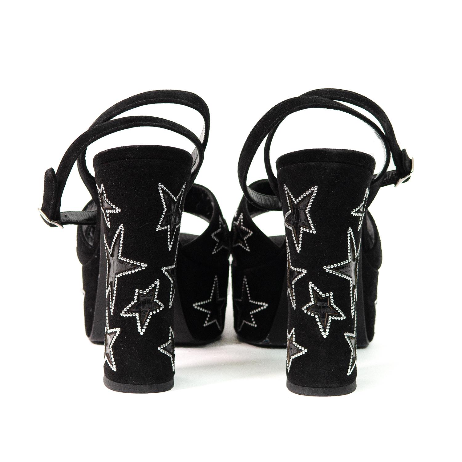 Black SAINT LAURENT Farrah Star Platform Sandals For Sale