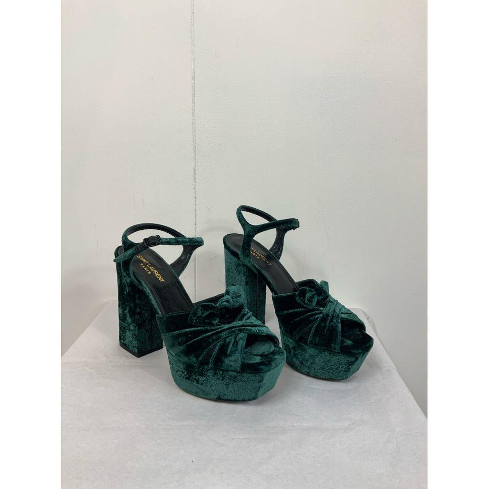 green velvet bow heels