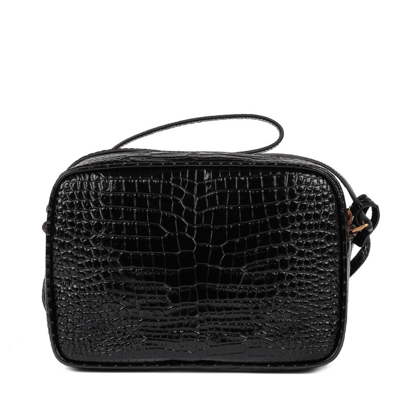 SAINT LAURENT Faux Crocodile Embossed Shiny Calfskin Leather Lou Camera Bag at 1stDibs