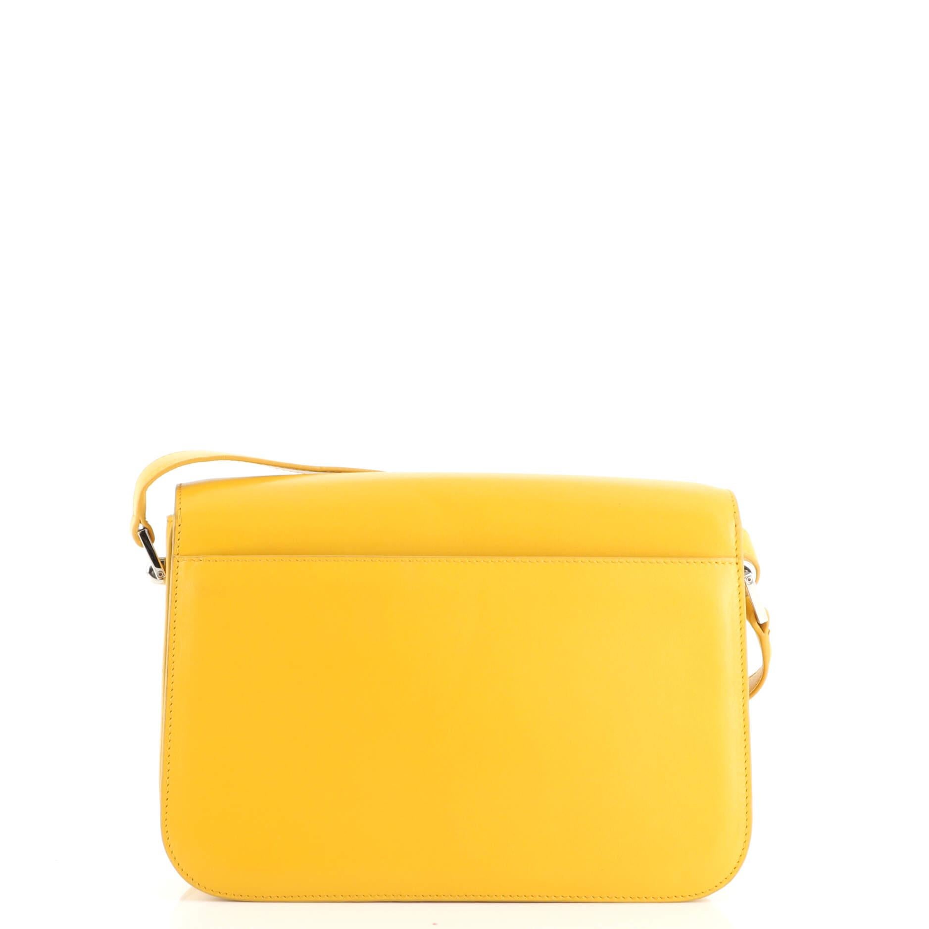 Yellow Saint Laurent Fermoir Flap Satchel Bag Leather