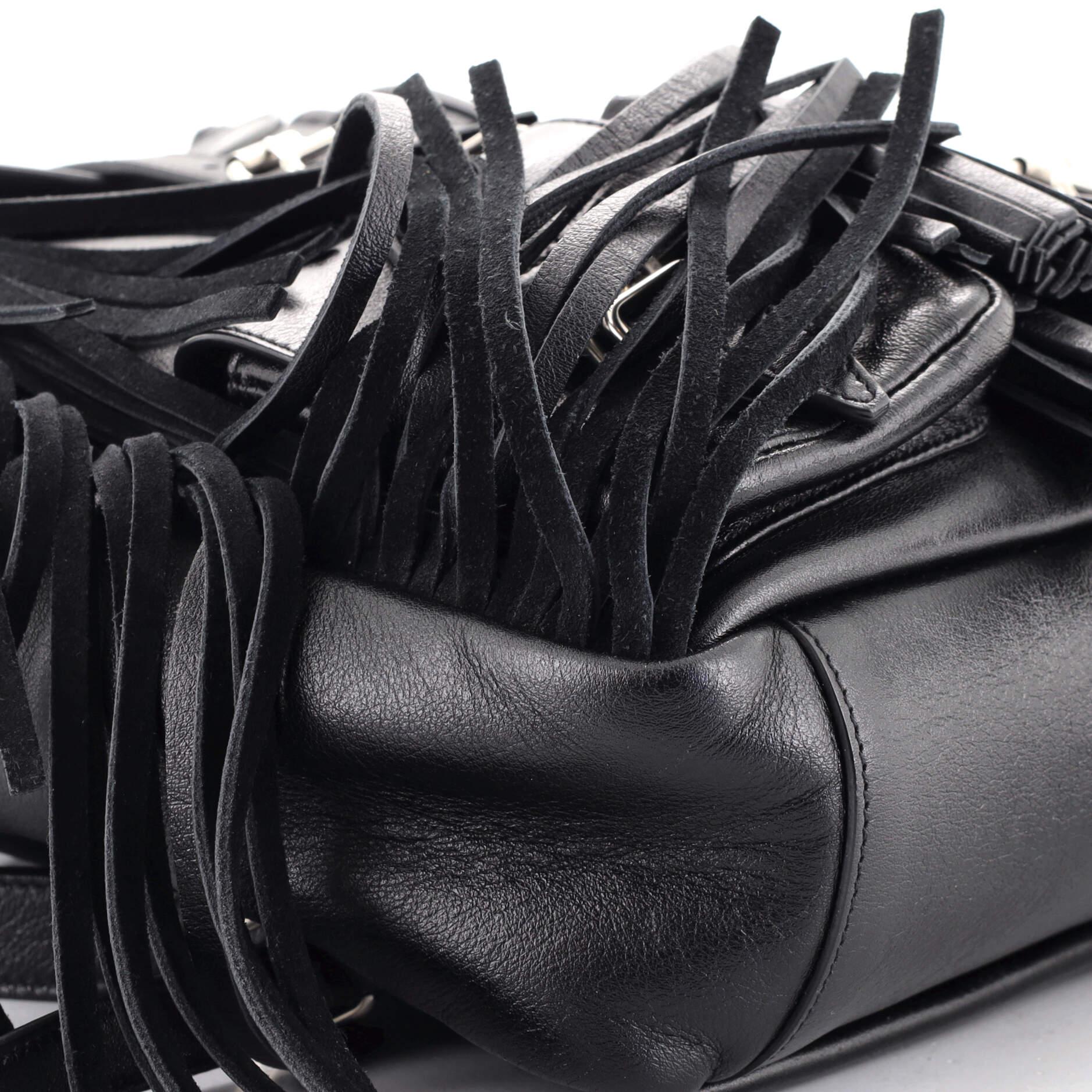 Black Saint Laurent Festival Backpack Fringe Leather Small
