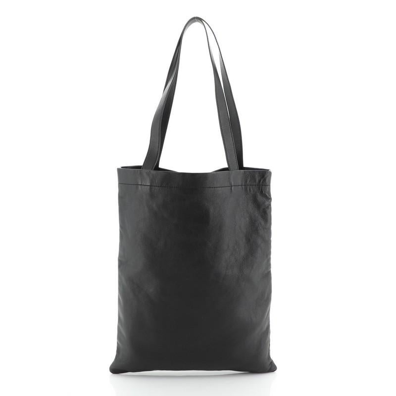 Saint Laurent Flat Shopper Tote Leather Tall In Good Condition In NY, NY