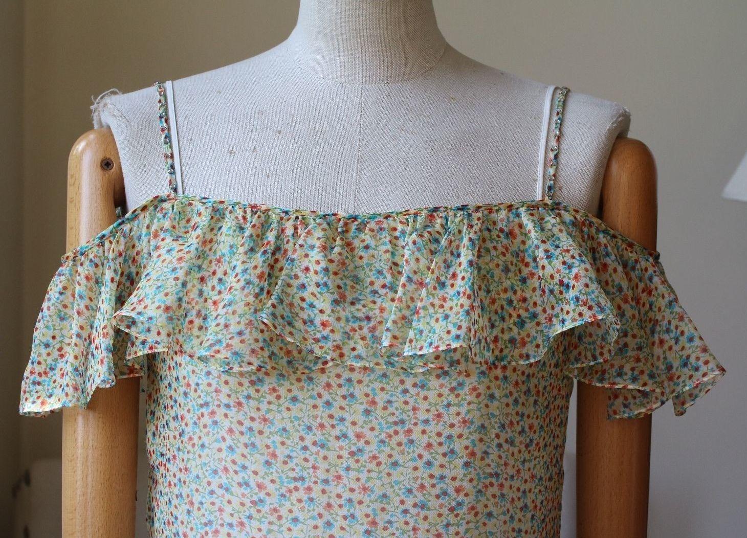 Brown Saint Laurent Floral-Print Cold-Shoulder Maxi Dress
