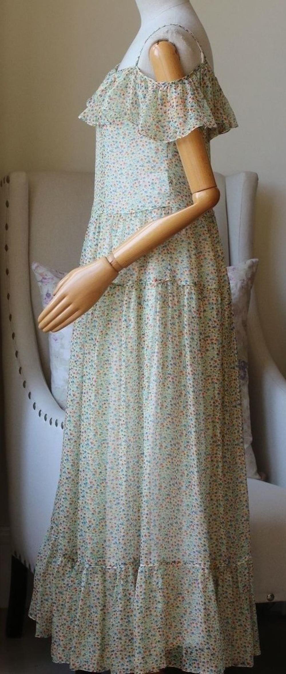 Women's Saint Laurent Floral-Print Cold-Shoulder Maxi Dress