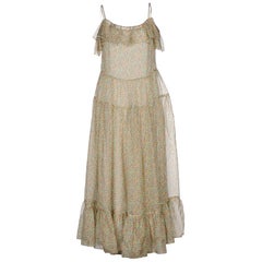 Saint Laurent Floral-Print Cold-Shoulder Maxi Dress