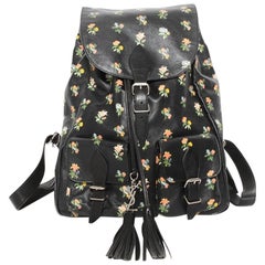 Sac à dos en cuir imprimé floral Saint Laurent