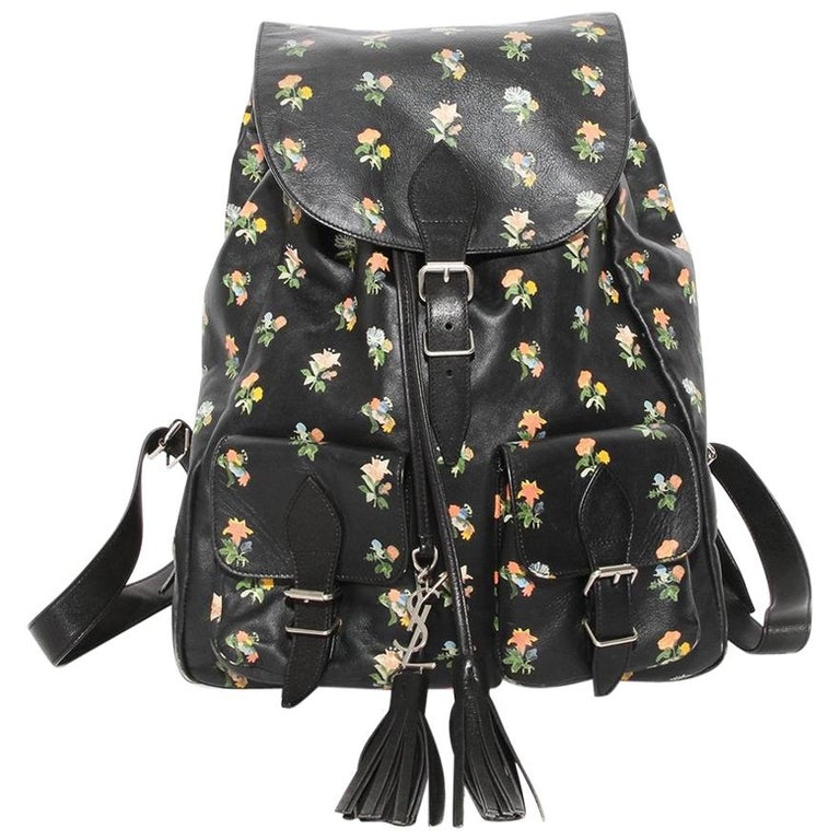 Saint Laurent Floral Print Leather Backpack at 1stDibs