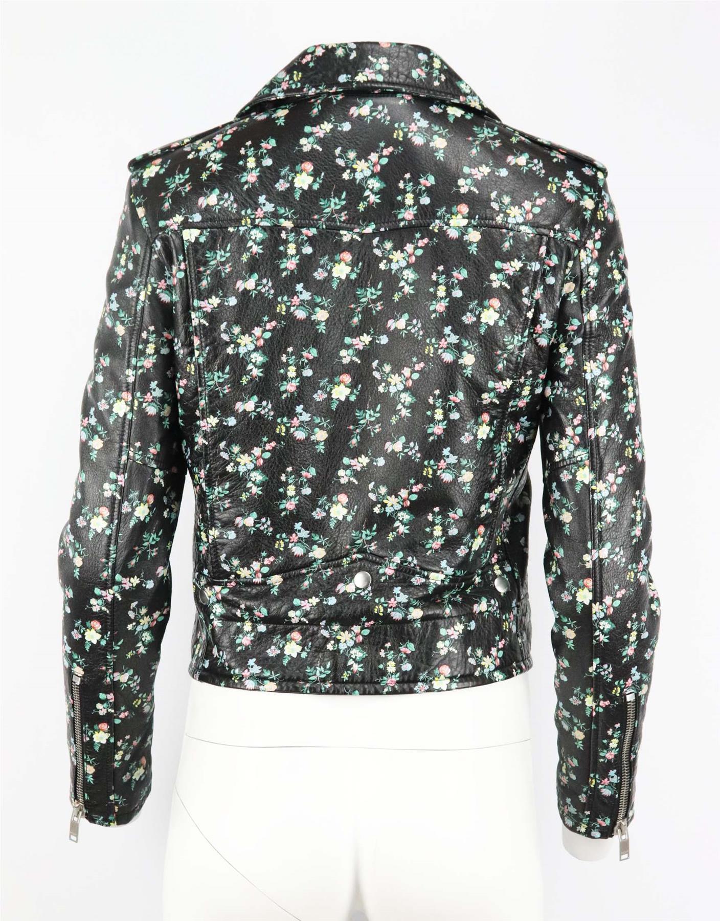 white floral leather jacket