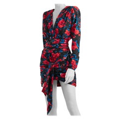 Saint Laurent Floral-print silk-jacquard mini dress M FR40