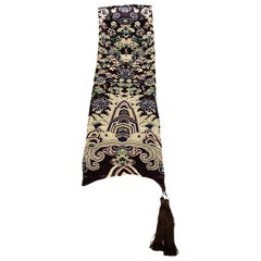 Saint Laurent Floral Print Silk Tassel Accent Scarf