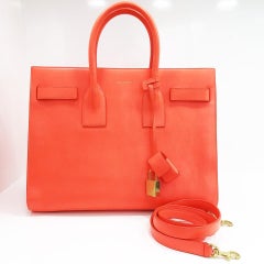 Saint Laurent Fluorescent Orange Leather Shoulder Bag