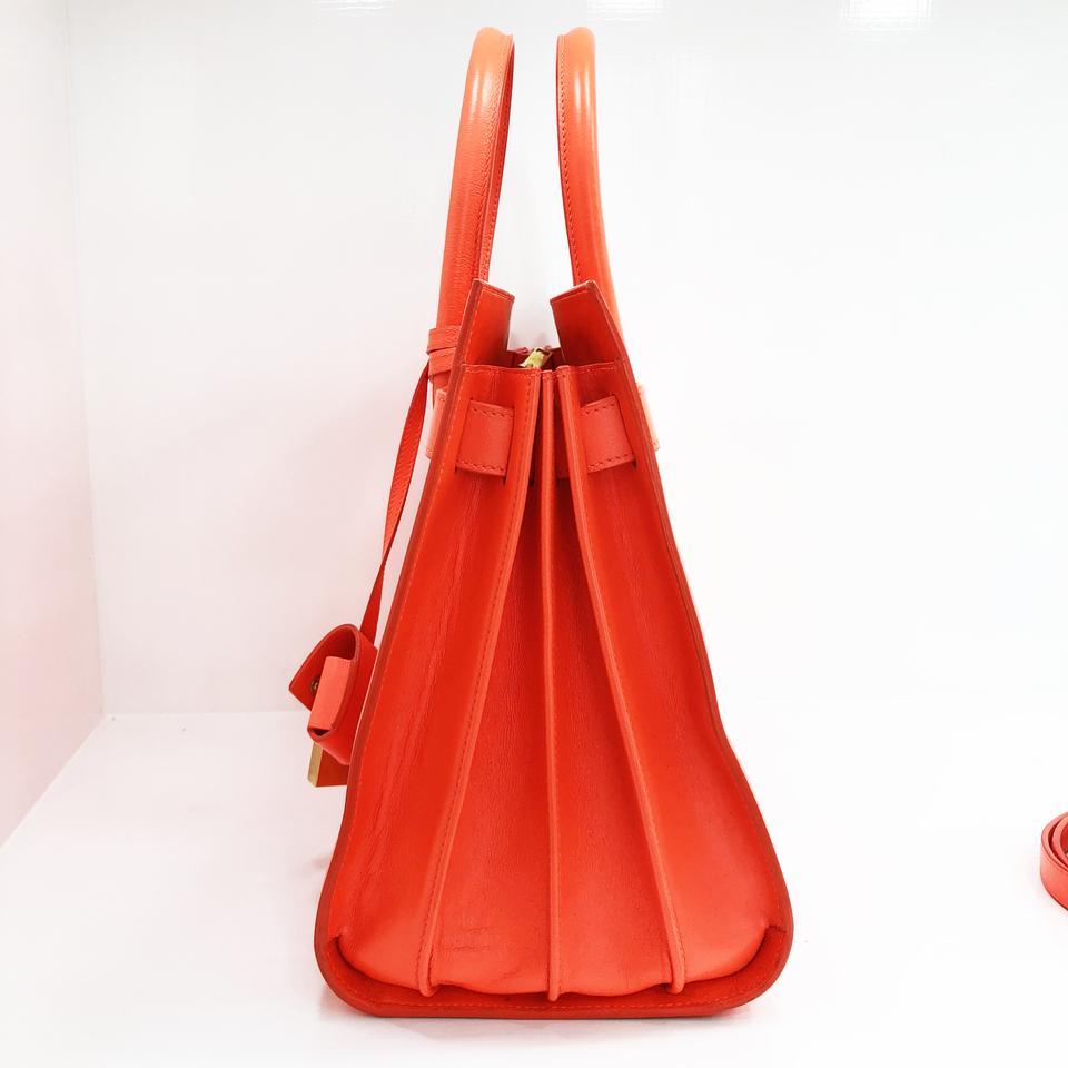 Women's Saint Laurent Fluorescent Orange Leather Shoulder Bag For Sale