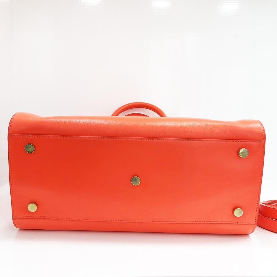 Saint Laurent Fluorescent Orange Leather Shoulder Bag For Sale 1