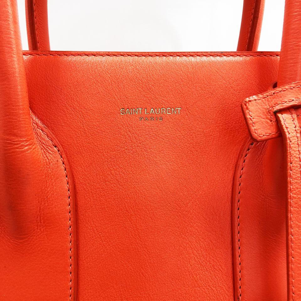 Saint Laurent Fluorescent Orange Leather Shoulder Bag For Sale 2