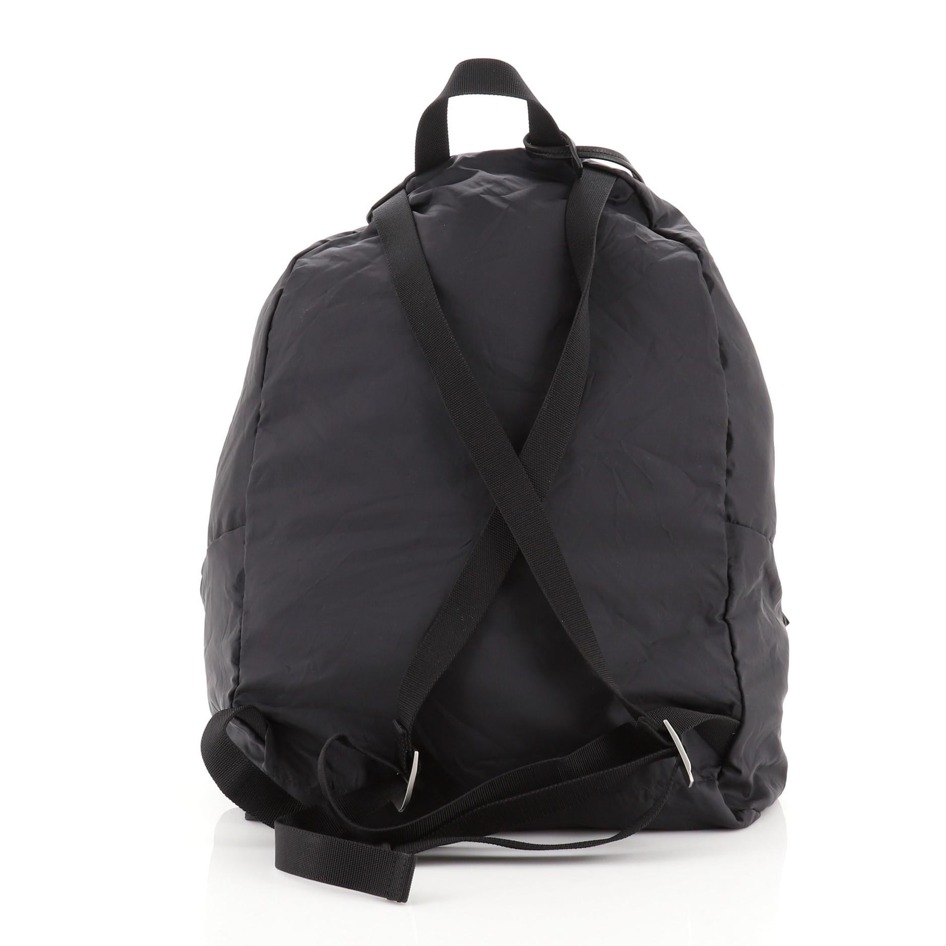 Saint Laurent Foldable City Backpack Nylon Medium Black In Good Condition For Sale In Irvine, CA
