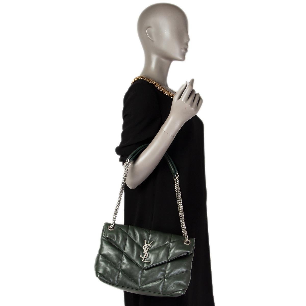 Women's SAINT LAURENT forest green leather SMALL PUFFER Shoulder Bag