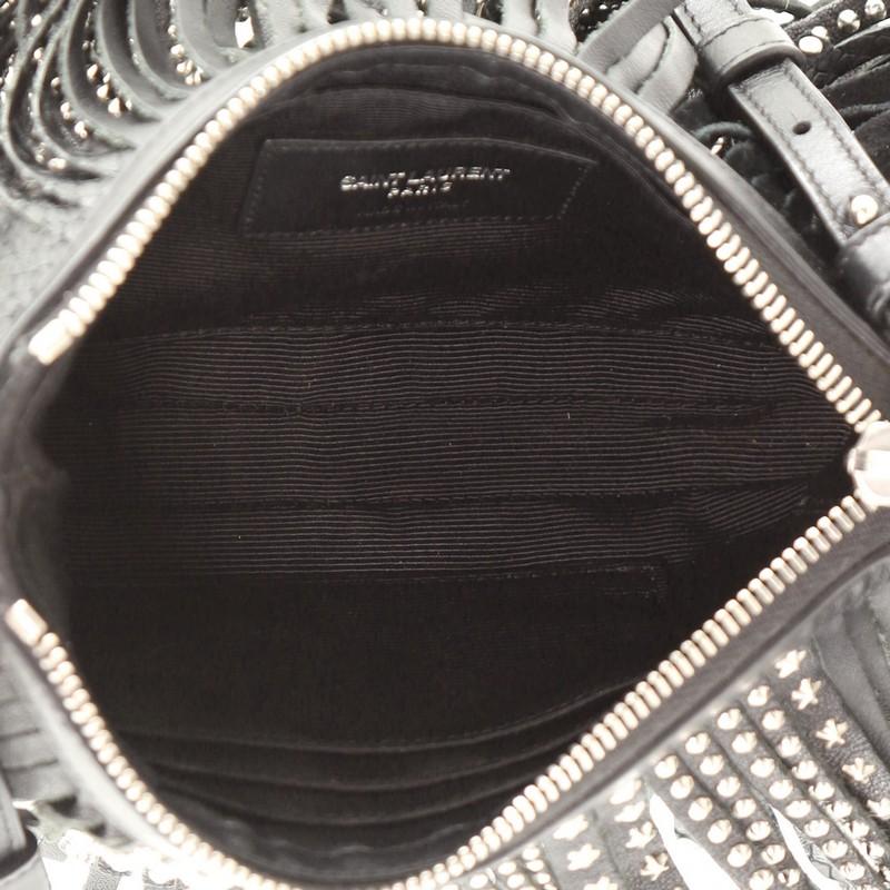 Saint Laurent Fransen Crossbody Tasche Nieten Leder Klein für Damen oder Herren