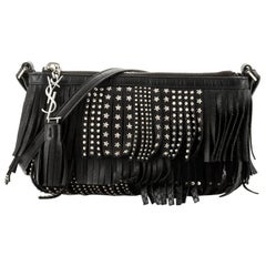 Saint Laurent Fringe Crossbody Bag Studded Leather Small