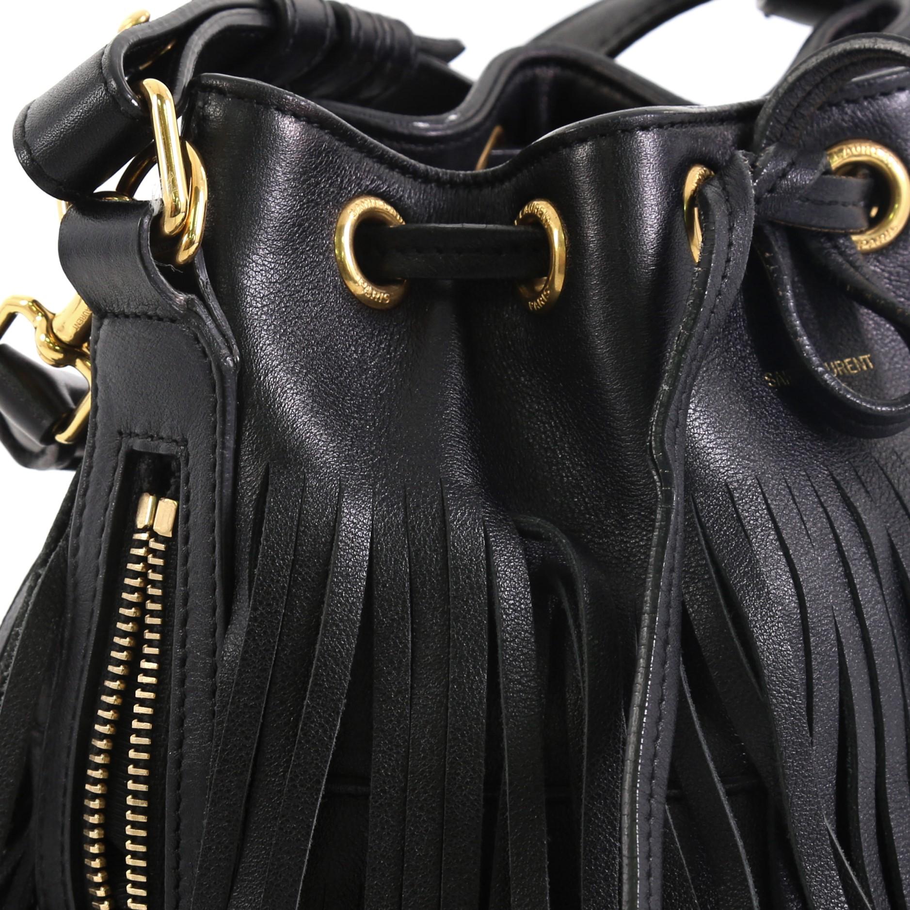 Women's or Men's Saint Laurent Fringe Emmanuelle Bucket Bag Leather Small