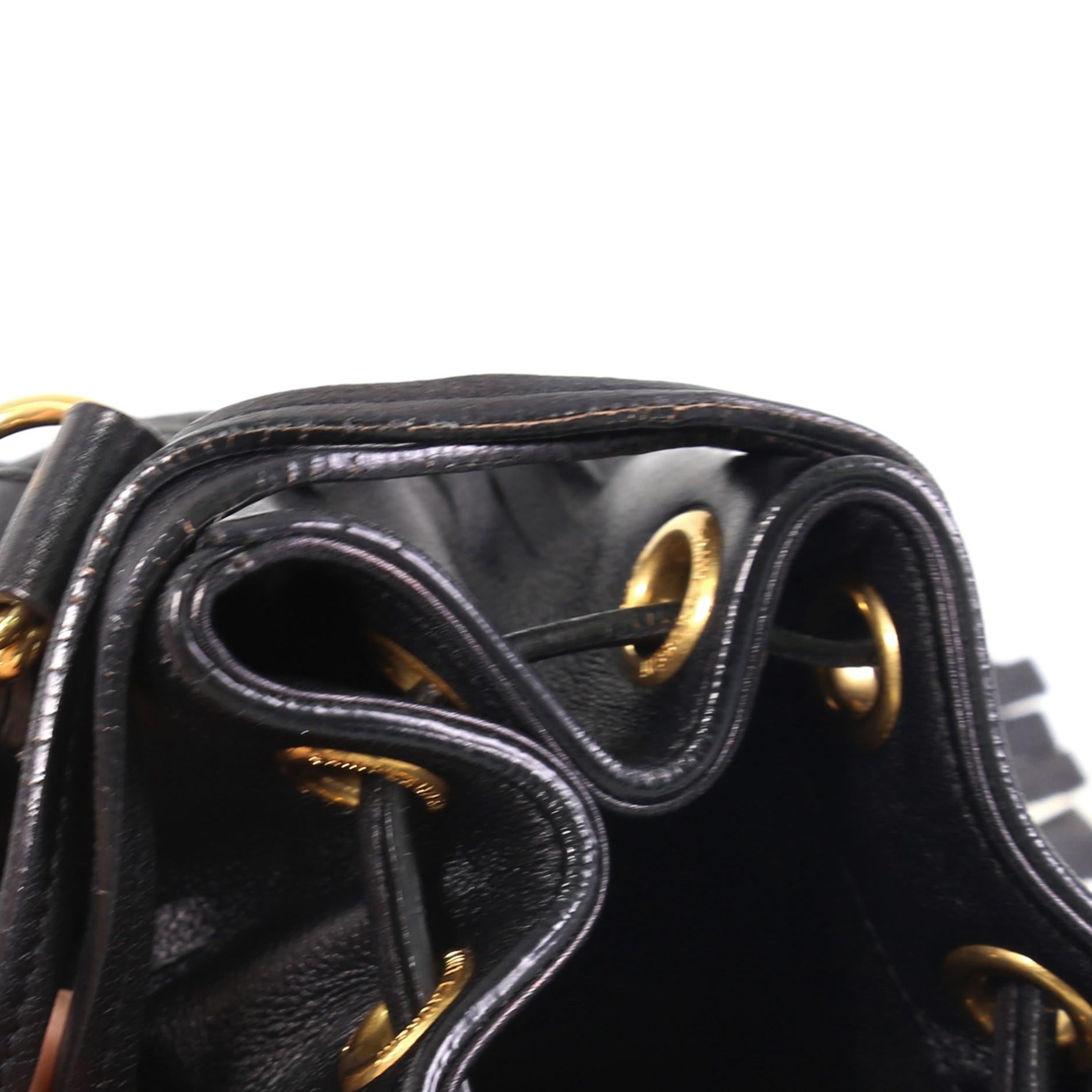 Saint Laurent Fringe Emmanuelle Bucket Bag Leather Small 3