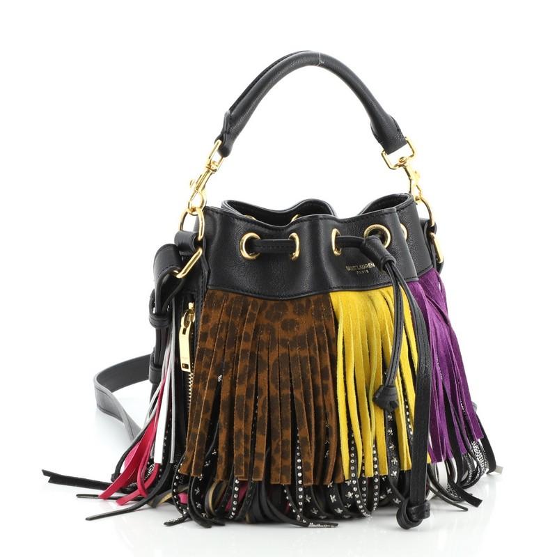 Saint Laurent Fransen Emmanuelle Bucket Bag Multicolor Leder Klein (Schwarz)