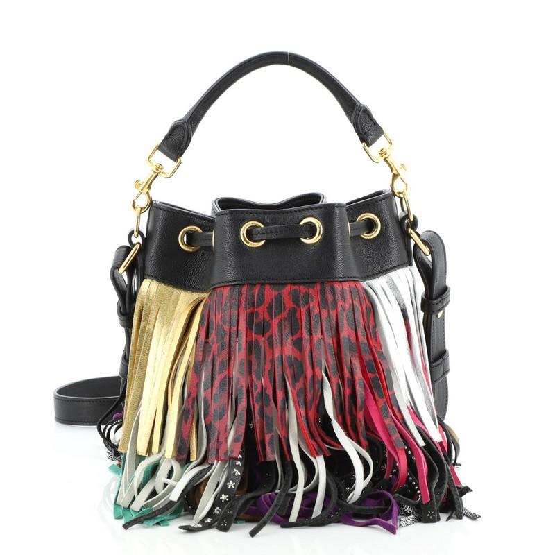 Saint Laurent Fransen Emmanuelle Bucket Bag Multicolor Leder Klein im Zustand „Gut“ in NY, NY