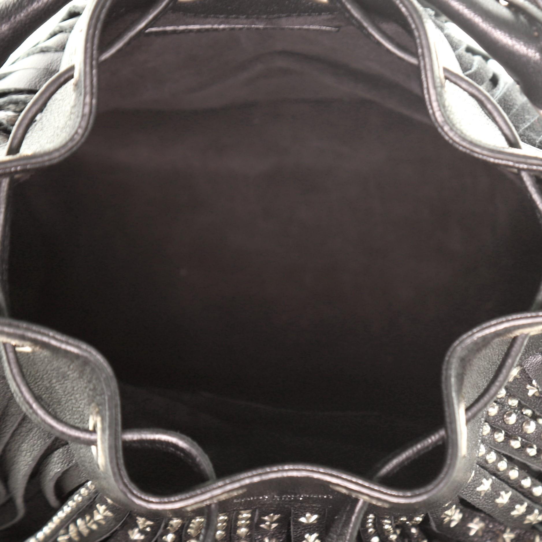 Women's or Men's Saint Laurent Fringe Emmanuelle Bucket Bag Studded Leather Small