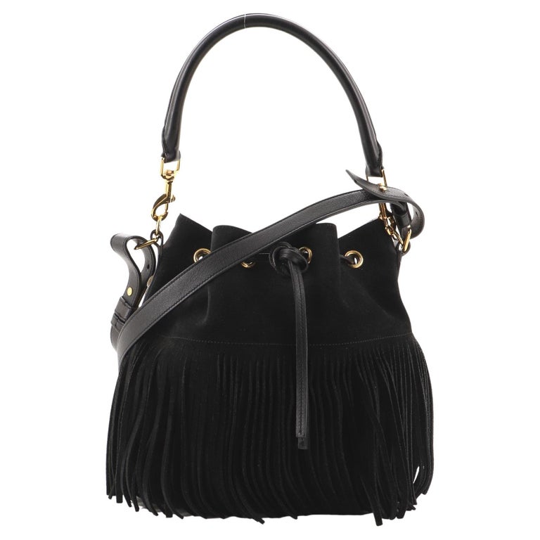 Saint Laurent Fringe Emmanuelle Bucket Bag Suede Medium For Sale at 1stDibs