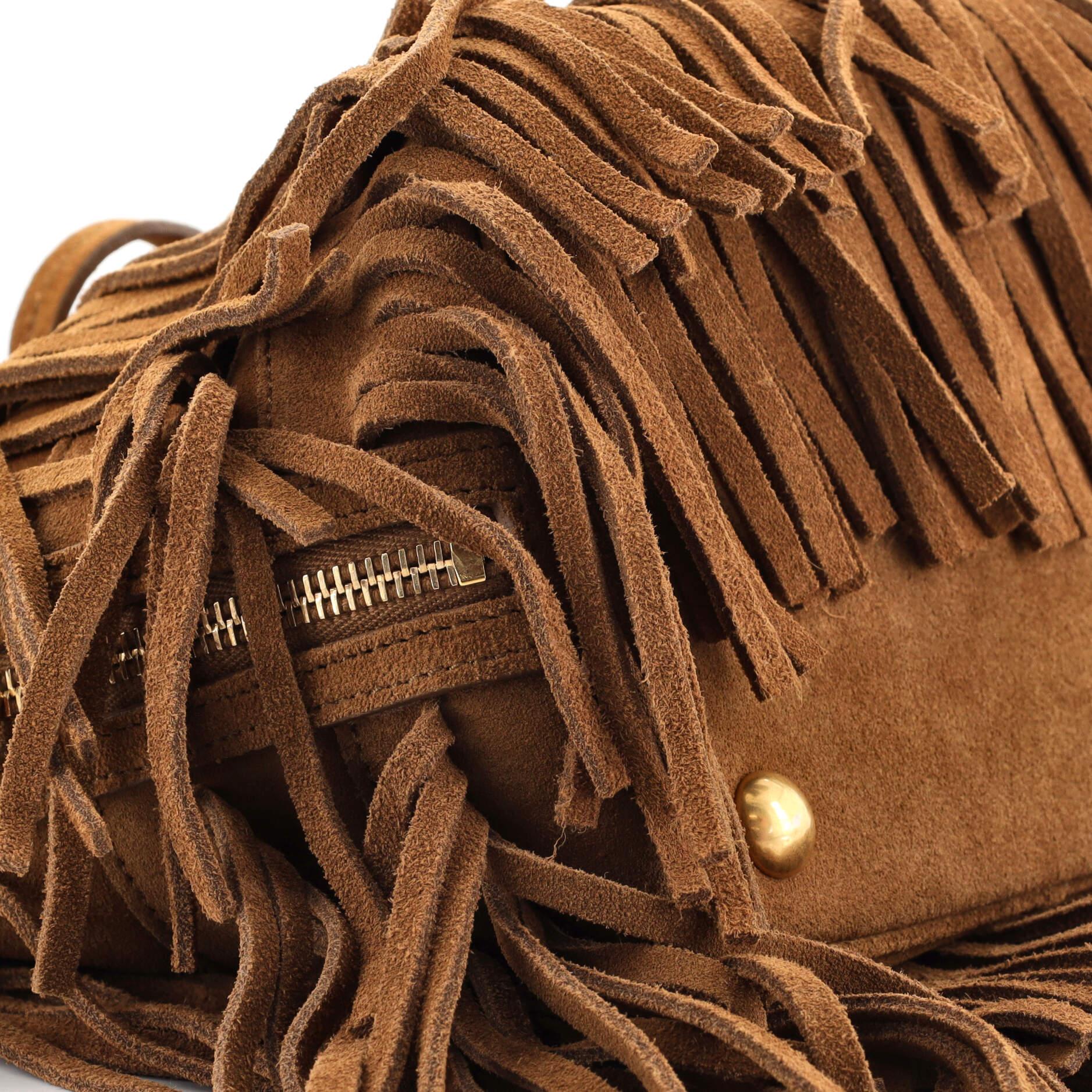 Saint Laurent Fringe Emmanuelle Bucket Bag Suede Small at 1stDibs